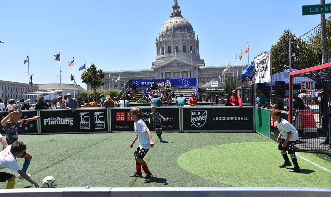 Soccer Hits Civic Center Plaza in San Francisco
